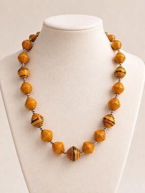 Handmade Boho Paper Bead Wrap Necklace - Multicolor